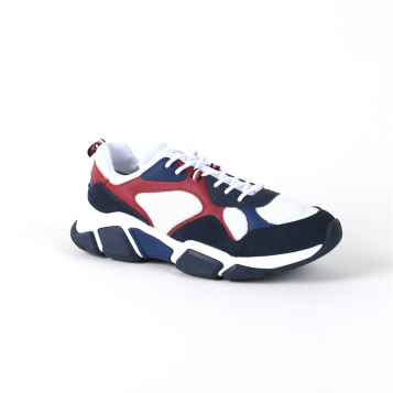 baskets chunky material mix blanc/marine tommy hilfiger
