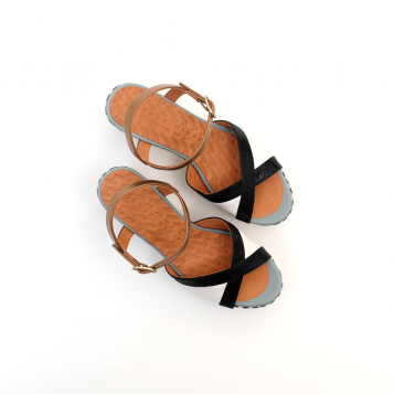 sandales à talons ya-jusla38 ciel /noir Chie mihara