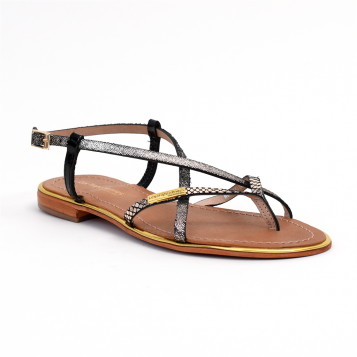 sandales & nu-pieds monaco noir/or Les Tropéziennes